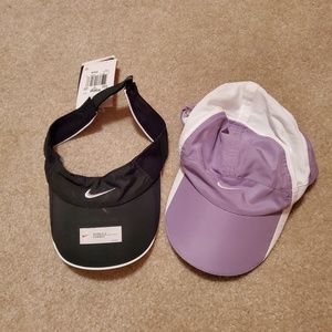 NWT black Nike visor and like new lilac Nike hat